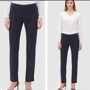 Lafayette 148 New York Bleecker Woven Dress Pants‎ Navy Blue Size 2